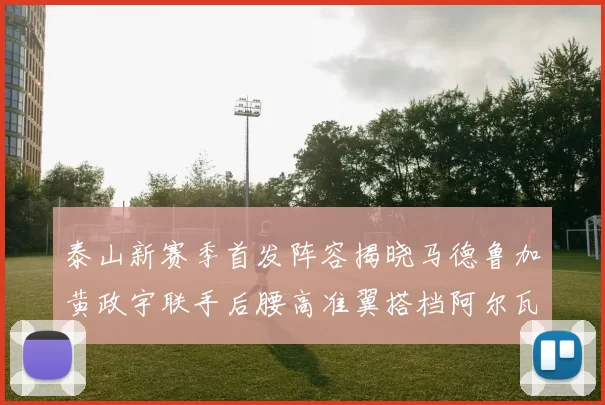 泰山新赛季首发阵容揭晓马德鲁加黄政宇联手后腰高准翼搭档阿尔瓦罗